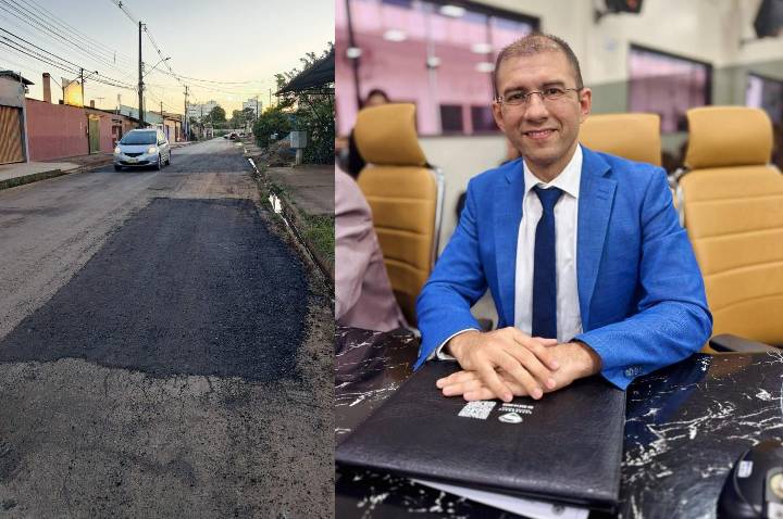 Após solicitação de Pedro Geovar, Rua Luiz de Camões recebe serviço de tapa-buraco
