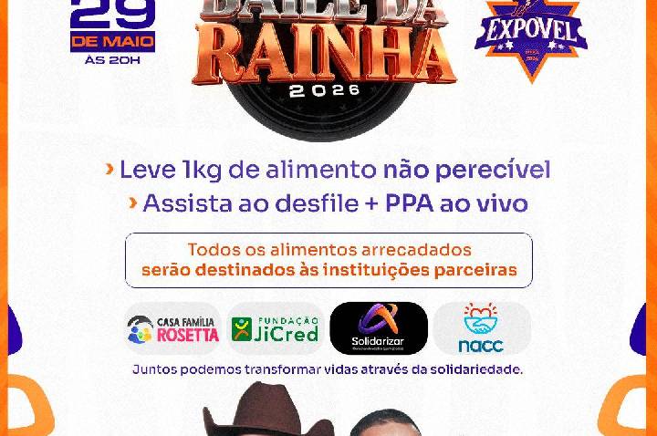 Expovel quer arrecadar 5 toneladas de alimentos durante Baile da Rainha em Porto Velho