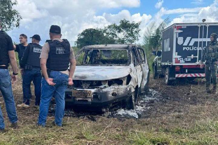 Forte esquema de segurança é montado para retirar corpo de policial civil morto na fazenda NorBrasil