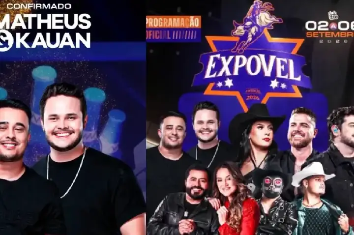 Matheus e Kauan completam a grade de shows da Expovel 2026