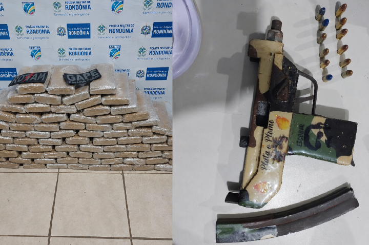 PM apreende submetralhadora e mais de 100 quilos de drogas em Porto Velho