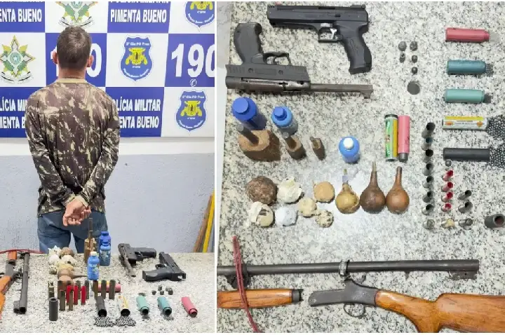 Polícia Ambiental apreende armas e materiais para fabricação de munições em propriedade rural de Pimenta Bueno