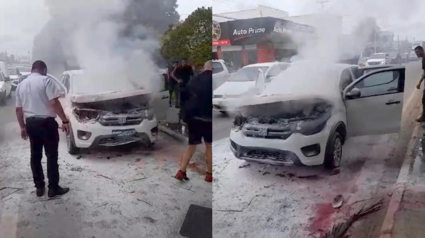 Incêndio em Fiat Mobi é Controlado na Região Central de Porto Velho