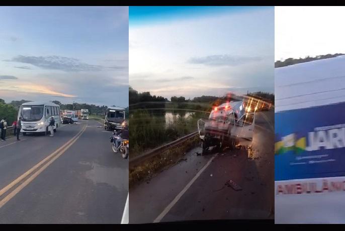 Acidente entre ambulância e ônibus deixa dois mortos e feridos na BR-364