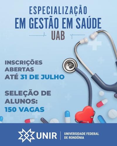 Especialização em Gestão em Saúde da Unir recebe inscrições até 31