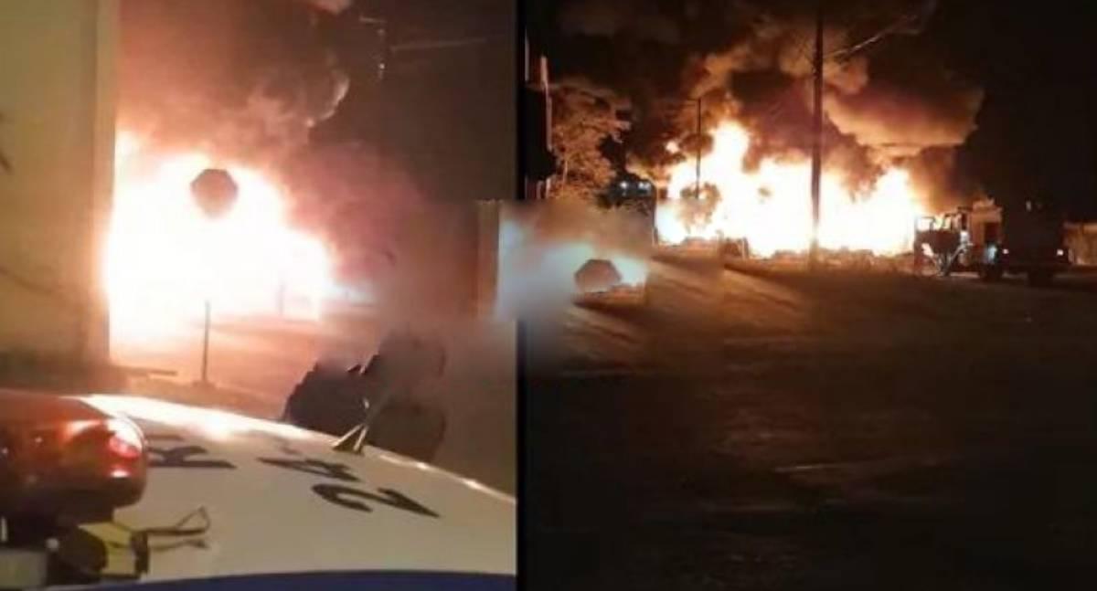 Incêndio atinge depósito de pneus e mobiliza Bombeiros em Cacoal na madrugada