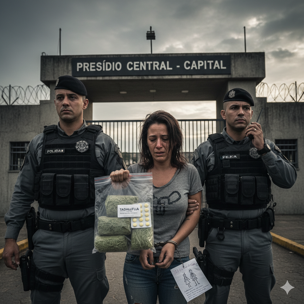 Mulher é presa levando maconha e tadalafila para marido apenado em presídio na capital