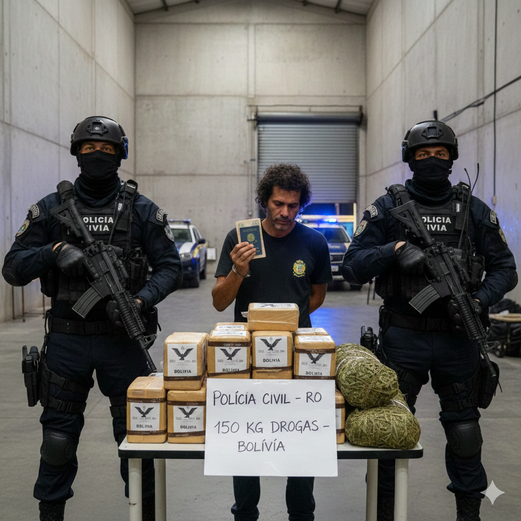 Polícia Civil prende traficante com 150 kg de drogas da Bolívia em RO