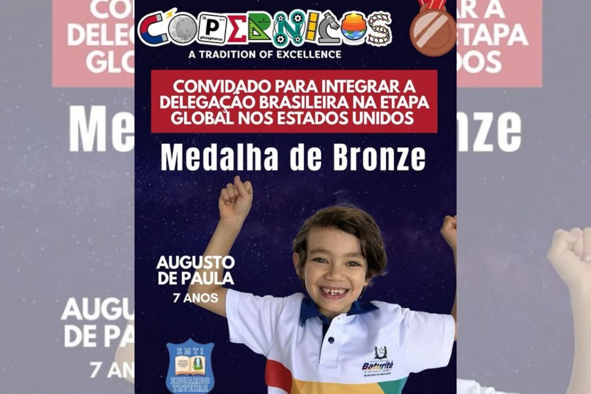 Superdotado de 8 anos representará o Brasil em competição nos EUA