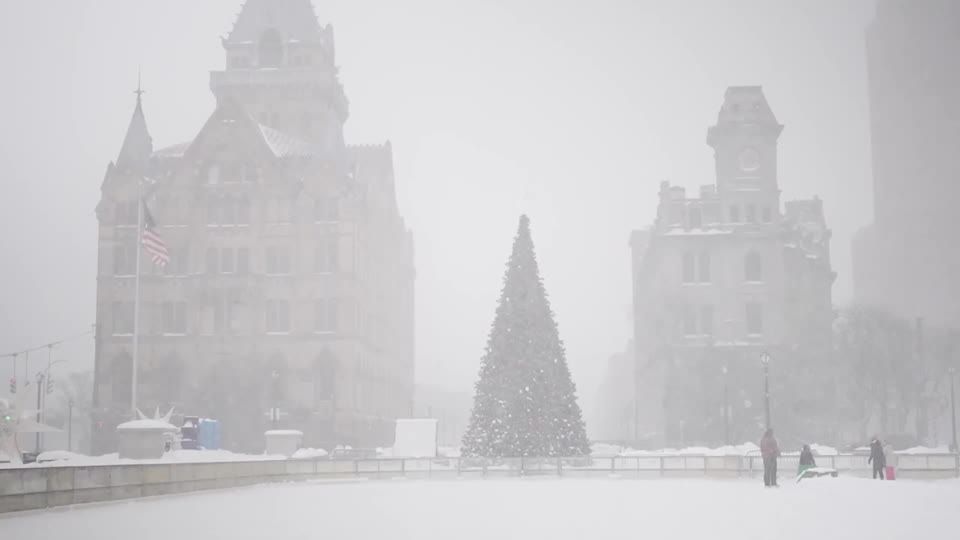 Forte nevasca atinge estado de Nova York e deixa cenário branco