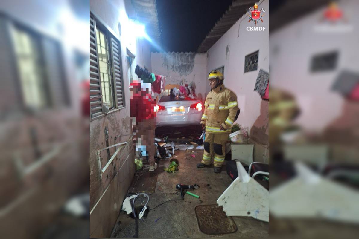 Motorista invade casa, derruba muro e atinge cinco pessoas no DF