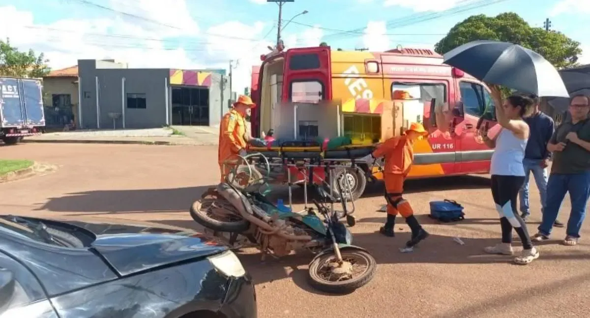 Terceiro acidente do dia em Rolim de Moura deixa entregador ferido
