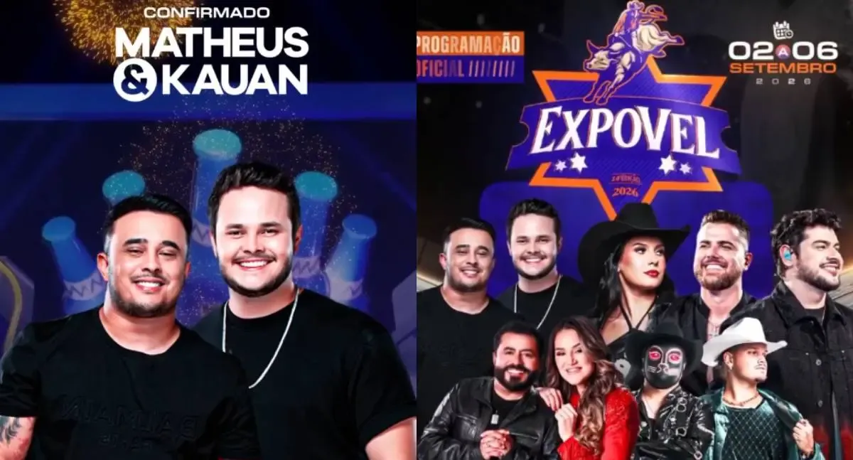 Matheus e Kauan completam a grade de shows da Expovel 2026