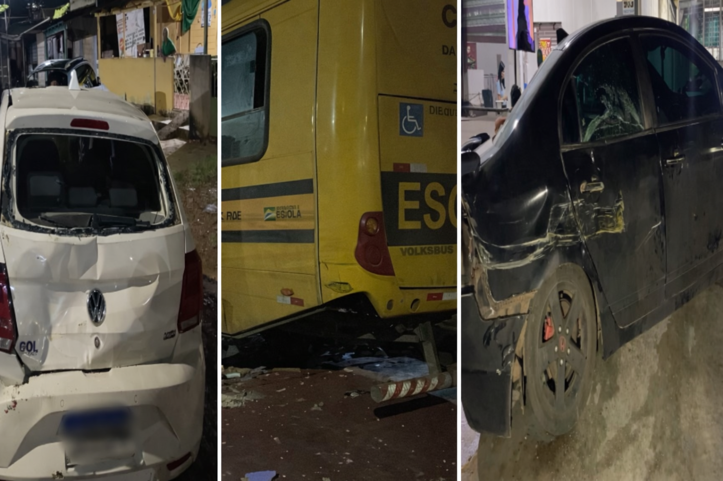 Ônibus escolar desgovernado atinge motociclista e invade residência em Porto Velho