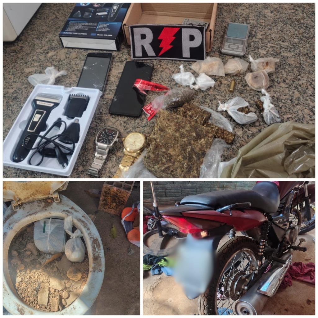 Setor 11 do 5º BPM apreende drogas, munição e recupera motocicleta com restrição de roubo/furto em Porto Velho