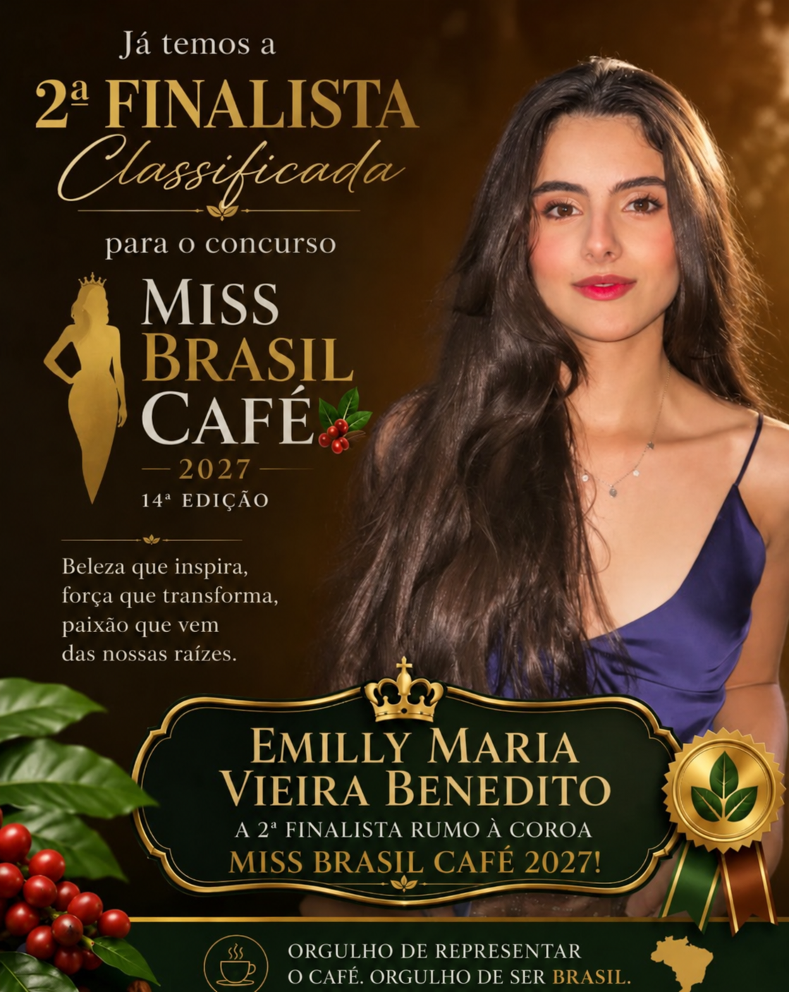 Rondoniense e engenheira agronômica, Emilly Benedito é a 2ª finalista do Miss Brasil Café 2027