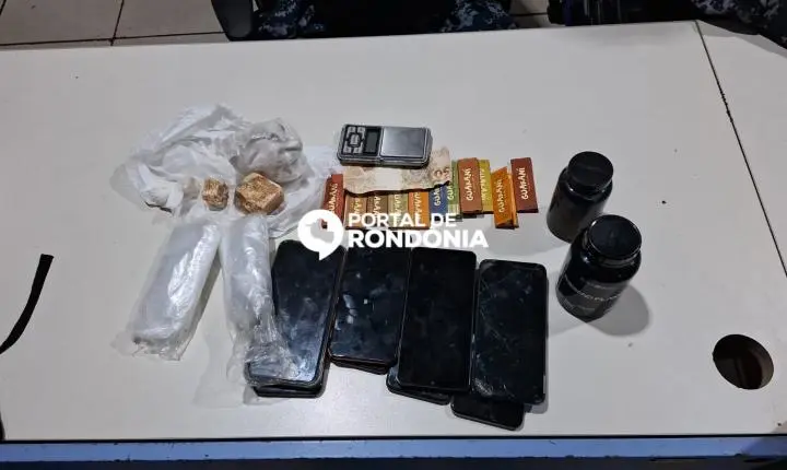 Casal é preso com drogas e oito celulares durante ação da PM no bairro Roque, em Porto Velho