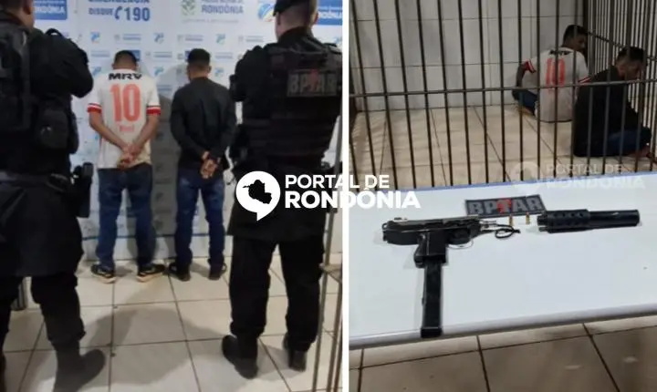 Dois suspeitos são presos pelo BPTAR com submetralhadora na zona leste
