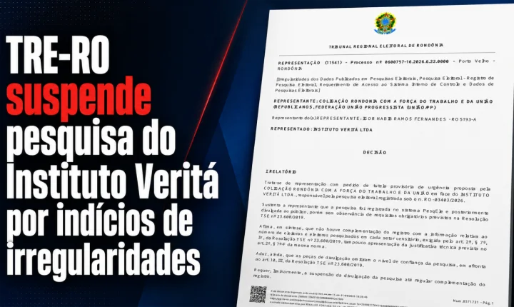 TRE-RO suspende pesquisa do Instituto Veritá por indícios de irregularidades